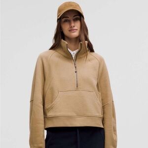 lululemon athletica Cropped Quarter‑Zip Sweatshirt in Camel